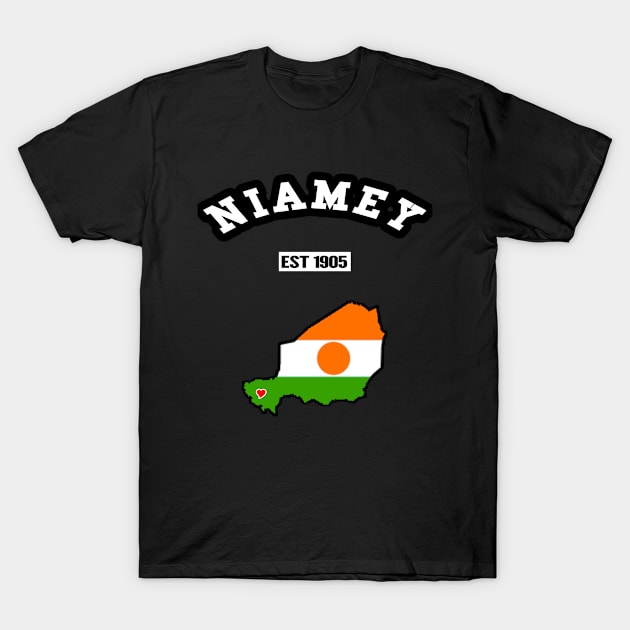 🌍 Niamey Niger Strong, Niger Flag Map, Est 1905, City Pride T-Shirt by Pixoplanet